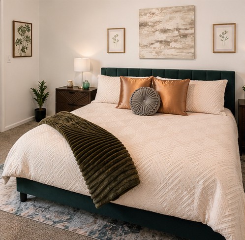 Primary bedroom with king bed